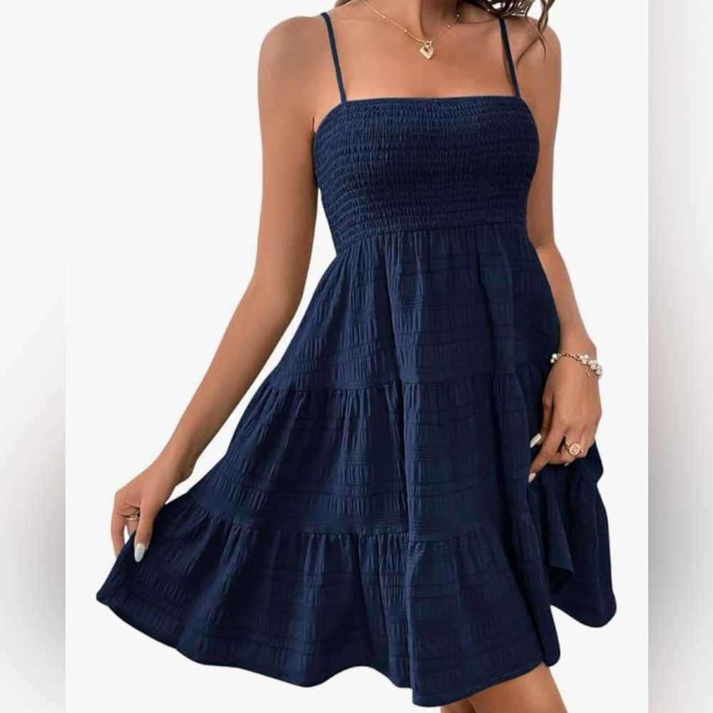 NWT SOLY HUX Sundress Smock Cami Mini Dress Sleeveless Swing A Line, Small